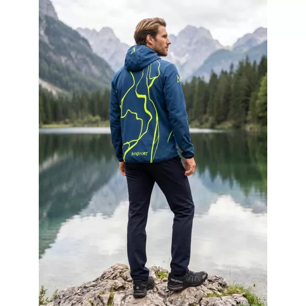  Pánska softshellová bunda premium ALTISPORT VOJ/ALM073JACK01 NÁMORNÁ MODRÁ/NEÓN ŽLTÁ 