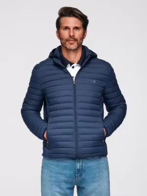 Pánska bunda OMBRE OM-JALP-0295 BLUE MODRÁ
