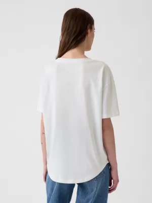 Dámske tričko GAP LOGO EASY BOYFRIEND TEE 407990-03 OPTIC WHITE