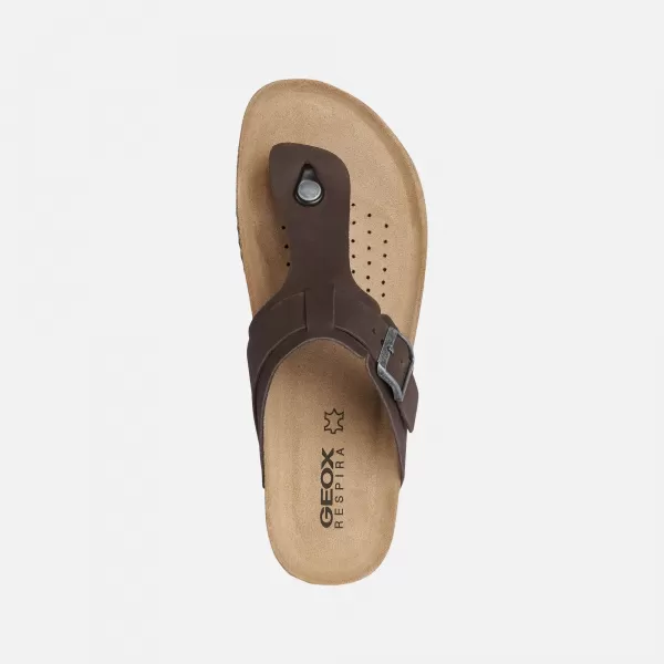  Pánske šľapky GEOX SANDAL GHITA G002573 TMAVO HNEDÁ 