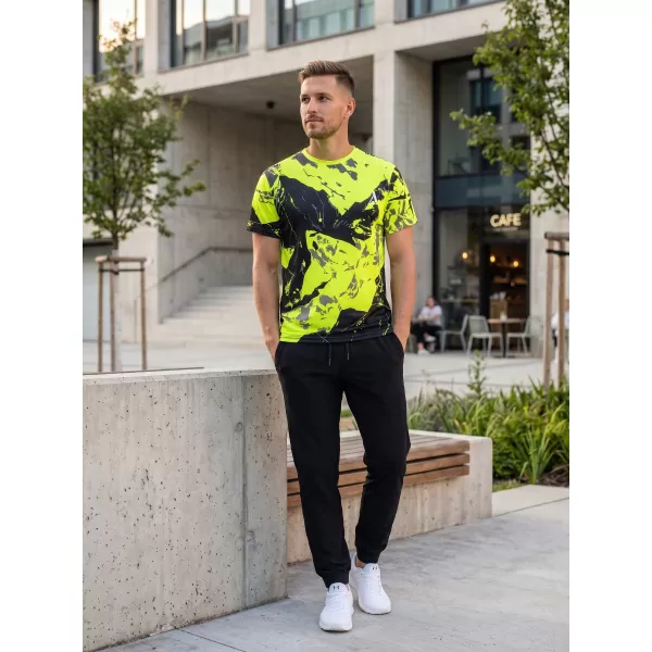  Pánske tričko premium ALTISPORT VOJ/ALM131TR01 FLUO YELLOW/ČIERNA 