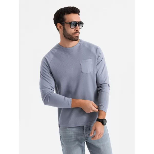  Pánske tričko OMBRE OM-LSCL-0109 MODRÝ DENIM 