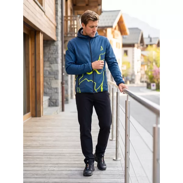  Pánska softshellová bunda premium ALTISPORT VOJ/ALM073JACK01 NÁMORNÁ MODRÁ/NEÓN ŽLTÁ 