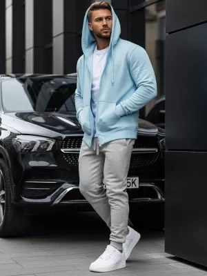 Pánska mikina DSTREET BX4246 SVETLO MODRÁ