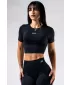 Bezšvový crop top s krátkym rukávom POWER 891 BLACK Nebbia