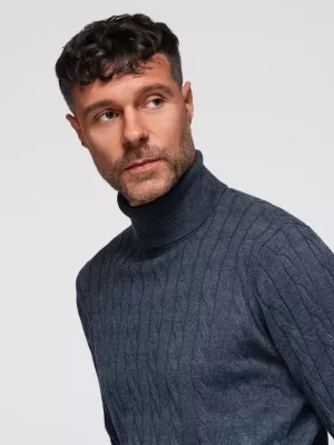 Pánsky sveter OMBRE OM-SWTN-0157 NÁMORNÍCKA MODRÁ