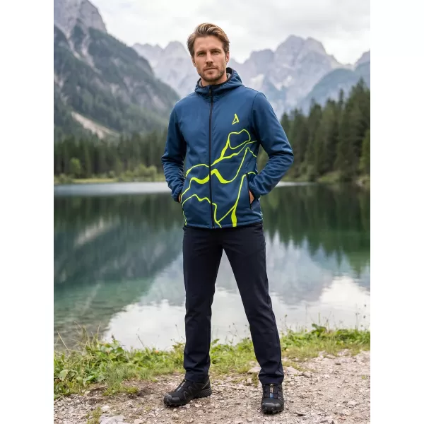  Pánska softshellová bunda premium ALTISPORT VOJ/ALM073JACK01 NÁMORNÁ MODRÁ/NEÓN ŽLTÁ 