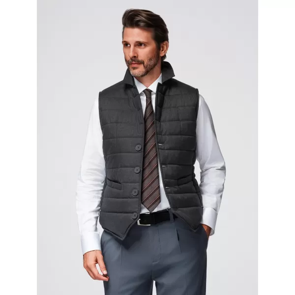  Pánska vesta OMBRE OM-JAVJ-0275 GRAPHITE MELANGE 
