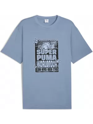 Pánske tričko PUMA GRAPHIC WORLD TOUR TEE 632112-34 CHLADNÁ MODRÁ