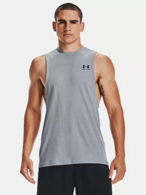 Pánske tielko UNDER ARMOUR LEFT CHEST CUT OFF TANK 1329286-035 ŠEDÁ