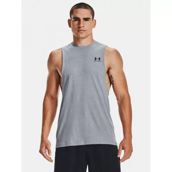  Pánske tielko UNDER ARMOUR LEFT CHEST CUT OFF TANK 1329286-035 ŠEDÁ 