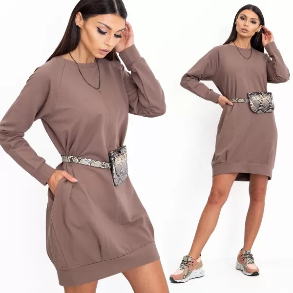  Dámske šaty BASIC FEEL GOOD RV-TU-5184.93P BROWN 
