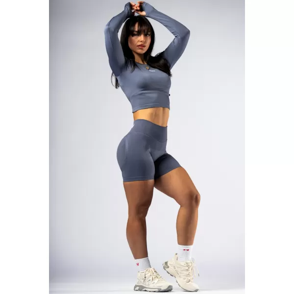  Bezšvový crop top s dlhými rukávmi POWER 892 GREY Nebbia 