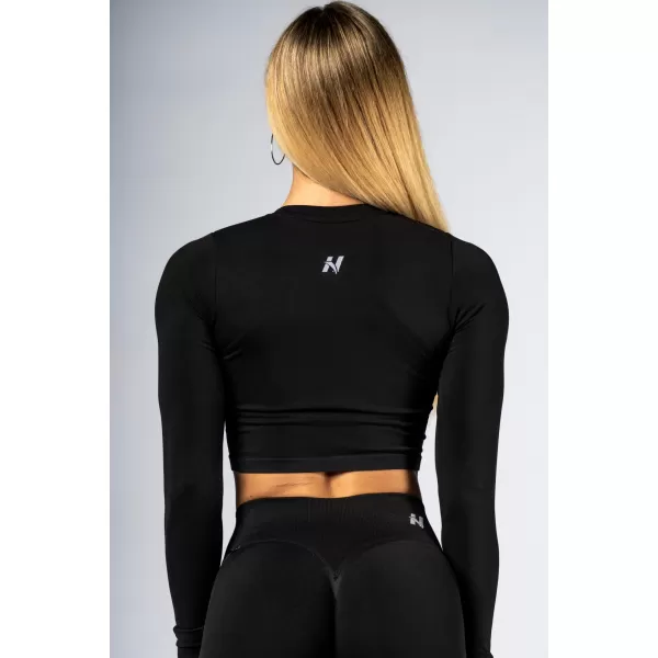 Bezšvový crop top s dlhým rukávom POWER 892 BLACK Nebbia 