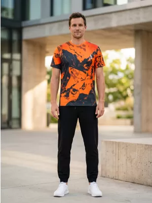 Pánske tričko premium ALTISPORT VOJ/ALM131TR01 ORANŽOVÁ/ČIERNA