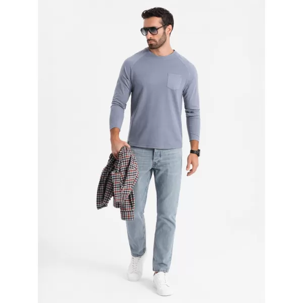  Pánske tričko OMBRE OM-LSCL-0109 MODRÝ DENIM 