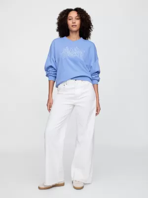 Dámska mikina GAP LOGO WEDGE NECK SWEATSHIRT 714869-02 SHIRTING BLUE