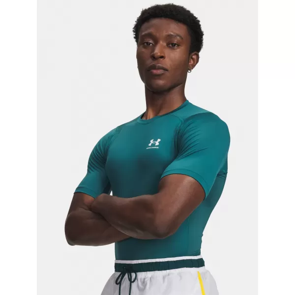  Pánske tričko UNDER ARMOUR UA HG ARMOUR COMP SS ZELENÁ 