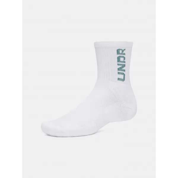  Ponožky UNDER ARMOUR UA 3-MAKER 3PK MID-CREW 1373084-106 BIELA 