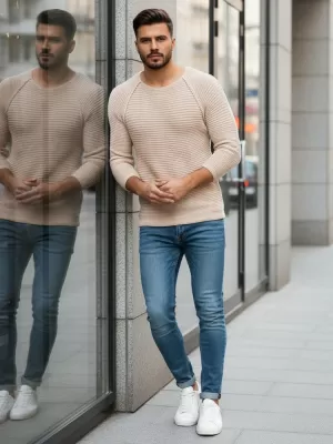 Pánsky sveter DSTREET WX1578 BÉŽOVÁ