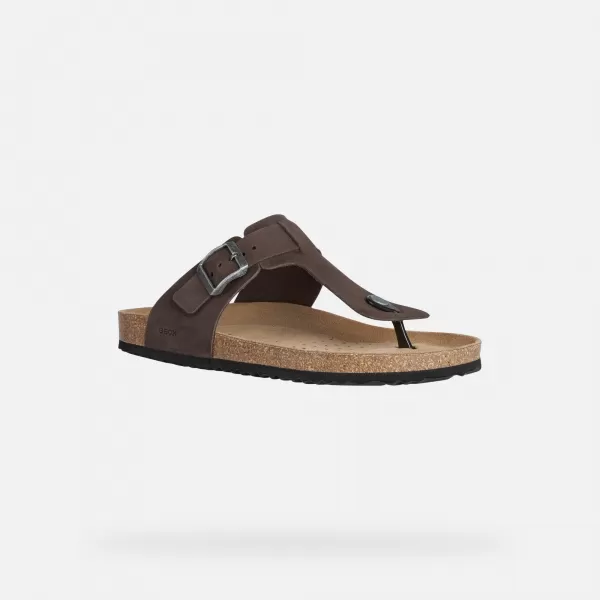  Pánske šľapky GEOX SANDAL GHITA G002573 TMAVO HNEDÁ 