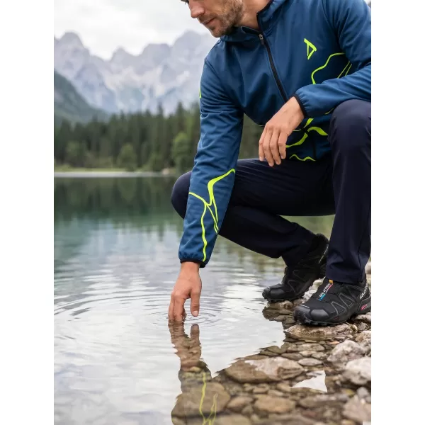  Pánska softshellová bunda premium ALTISPORT VOJ/ALM073JACK01 NÁMORNÁ MODRÁ/NEÓN ŽLTÁ 