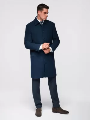 Pánsky kabát OMBRE OM-COWC-0135 NÁMORNÍCKA MODRÁ