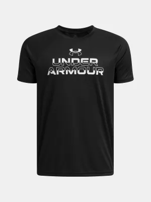 Chlapčenské tričko UNDER ARMOUR UA TECH SPLIT WORDMARK SS 1383010-004 ČIERNA