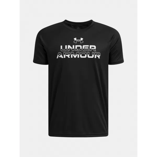  Chlapčenské tričko UNDER ARMOUR UA TECH SPLIT WORDMARK SS 1383010-004 ČIERNA 