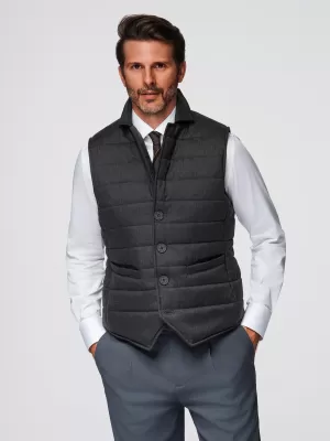 Pánska vesta OMBRE OM-JAVJ-0275 GRAPHITE MELANGE