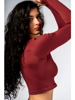 Bezšvový crop top s dlhými rukávmi POWER 892 RED Nebbia