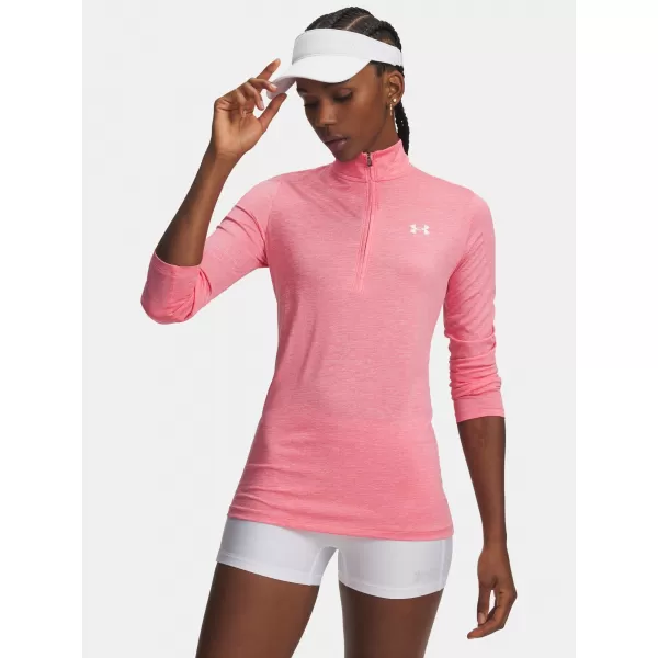  Dámske tričko TECH 1/2 ZIP-TWIST 1384225-601 RUŽOVÁ Under Armour 