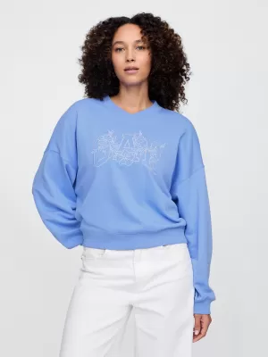 Dámska mikina GAP LOGO WEDGE NECK SWEATSHIRT 714869-02 SHIRTING BLUE