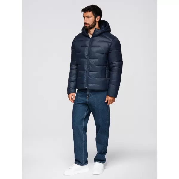  Pánska bunda OMBRE OM-JAHP-0235 NÁMORNÍCKA MODRÁ 