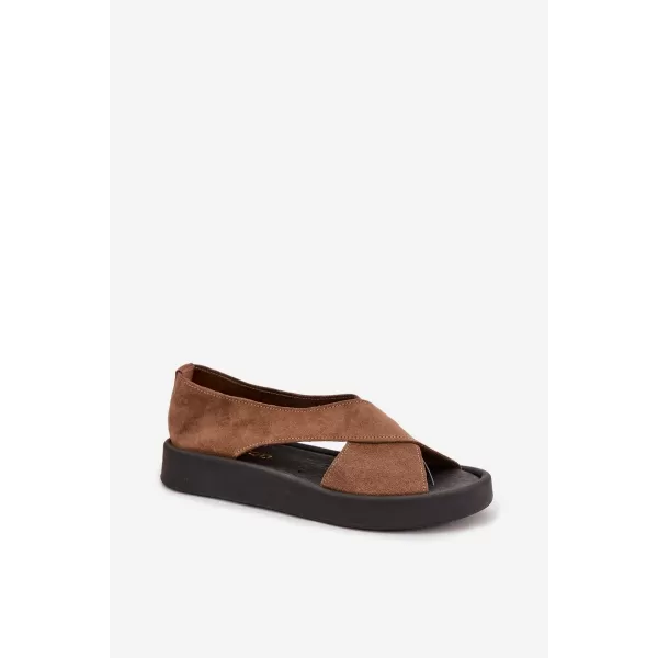  Dámske sandále ZAZOO 3196 BROWN/BEIGE 