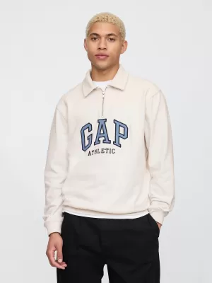 Pánska mikina GAP POLO HALF ZIP SWEATSHIRT 744734-02 CARLS STONE