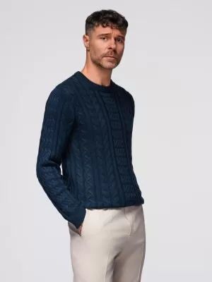 Pánsky sveter OMBRE OM-SWSW-0173 NÁMORNÍCKA MODRÁ