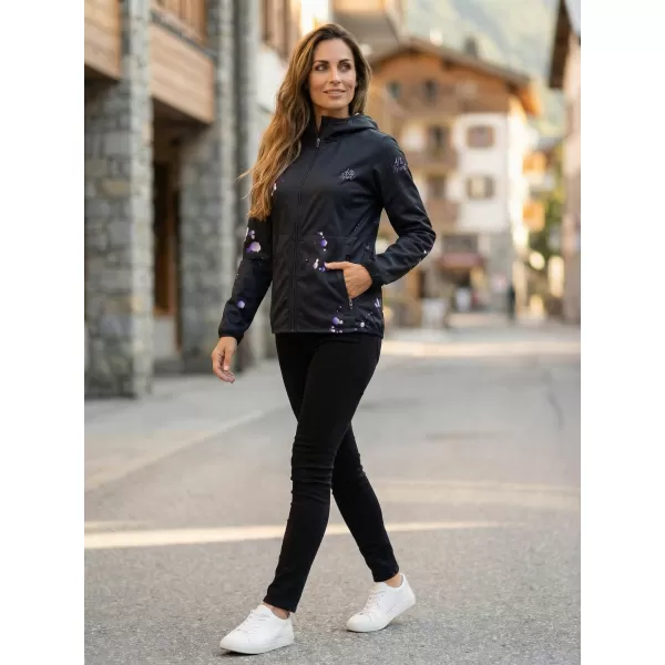  Dámska softshellová bunda premium ALTISPORT VOJ/ALW077JACK01 ČIERNA/FIALOVÁ 