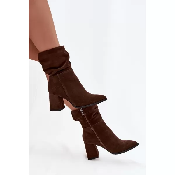  Dámske čižmy ZAZOO 4216 BROWN 