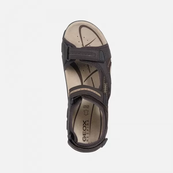  Pánske sandále GEOX UOMO SANDAL STRADA G003039 TMAVO HNEDÁ 