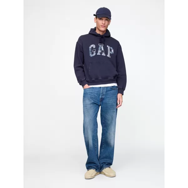  Pánska mikina GAP PATCHWORK LOGO PULLOVER HOODIE 745196-00 NAVY UNIFORM 