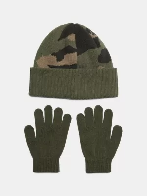 Sada pre chlapcov UNDER ARMOUR B BEANIE/GLOVE COMBO 1386641-390 ZELENÁ
