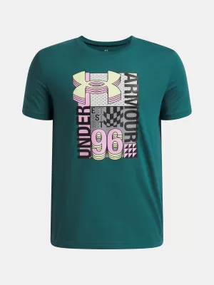Chlapčenské tričko UNDER ARMOUR UA B LOGO WM COLLAGE SS 6009271-338 ZELENÁ