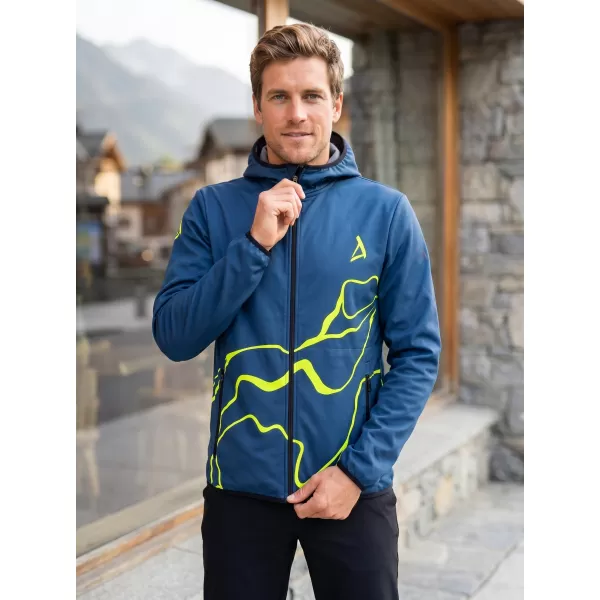  Pánska softshellová bunda premium ALTISPORT VOJ/ALM073JACK01 NÁMORNÁ MODRÁ/NEÓN ŽLTÁ 
