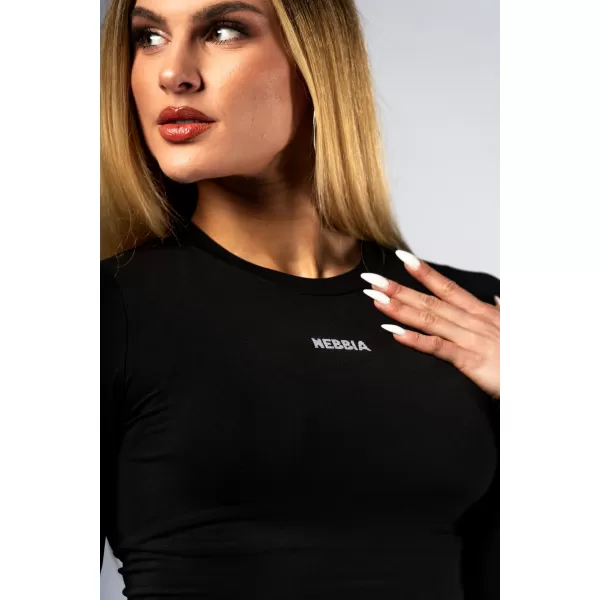  Bezšvový crop top s dlhým rukávom POWER 892 BLACK Nebbia 