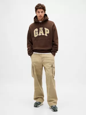 Pánska mikina GAP HEAVYWEIGHT LOGO HOODIE PULLOVER 823104-04 DARK BROWN