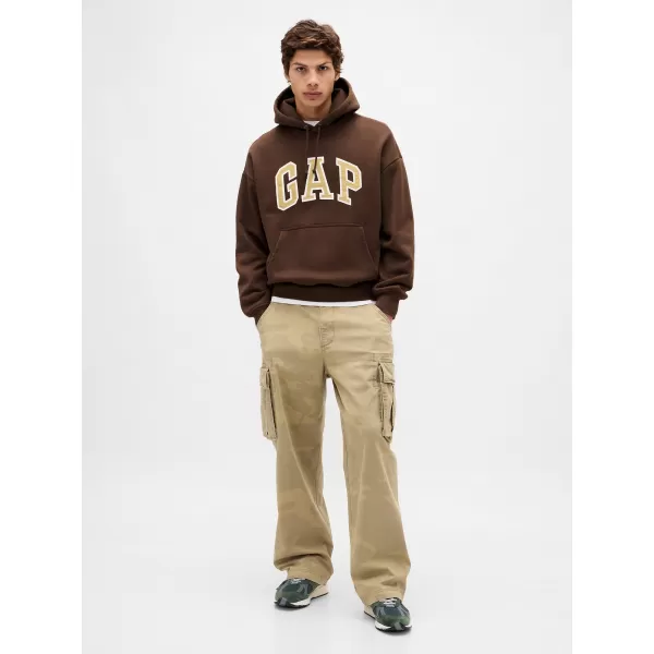  Pánska mikina GAP HEAVYWEIGHT LOGO HOODIE PULLOVER 823104-04 DARK BROWN 