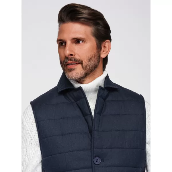  Pánska vesta OMBRE OM-JAVJ-0275 NAVY BLUE MELANGE 