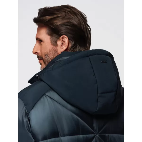  Pánska bunda OMBRE OM-JAHP-0237 NÁMORNÍCKA MODRÁ 