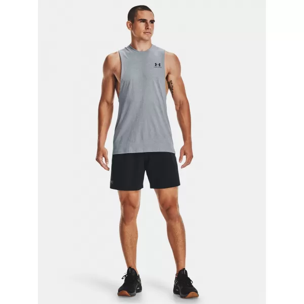  Pánske tielko UNDER ARMOUR LEFT CHEST CUT OFF TANK 1329286-035 ŠEDÁ 